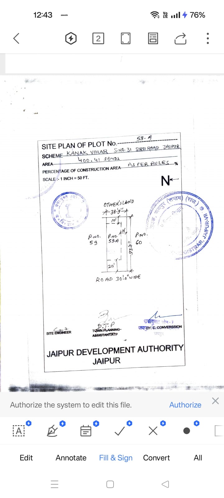 Plot kanak vihar sirsi road 400 sqyd JDA